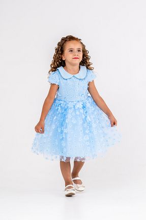 لباس مجلسی و فارغ التحصیلی آبی بچه گانه توری Eray Kids - کد 881663646
