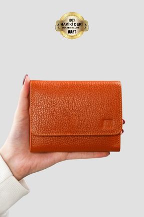 کیف پول نارنجی زنانه سایز متوسط MFT Leather Design - کد 883035719