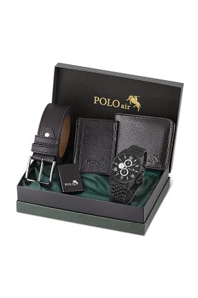 ست ساعت مچی مشکی مردانه فلزی polo air - کد 828579165