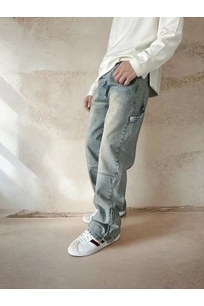 شلوار جین آبی مردانه پاچه پهن OHEPMODA - کد 892572320