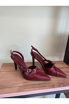 کفش پاشنه بلند کلاسیک زرشکی زنانه چرم لاکی CHERİE - کد 893880936