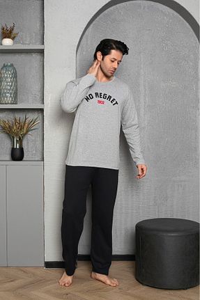 ست لباس راحتی طوسی مردانه پلی استر GİYDİNGİYDİN - کد 882279989