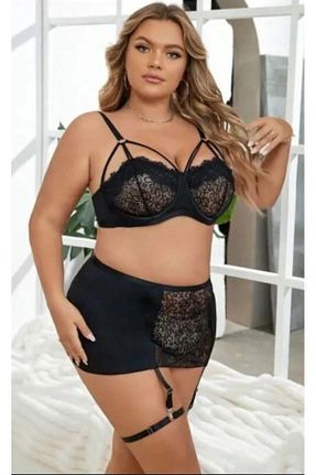 لباس شب سایز بزرگ مشکی زنانه Mix Giyince - کد 894030450