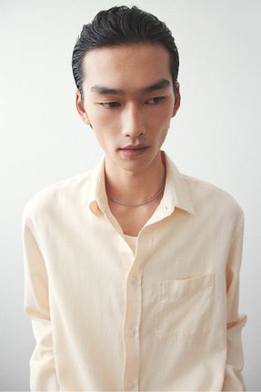 پیراهن بژ مردانه یقه پیراهنی H&M - کد 892710246