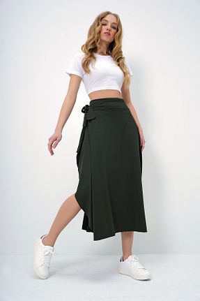 دامن خاکی زنانه ویسکون Trend Alaçatı Stili - کد 57327465