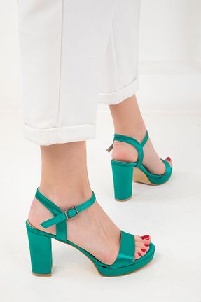 کفش پاشنه بلند کلاسیک سبز زنانه چرم مصنوعی SOHO - کد 889696539