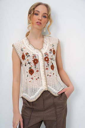 جلیقه نباتی زنانه بدون جیب Trend Alaçatı Stili - کد 891522633