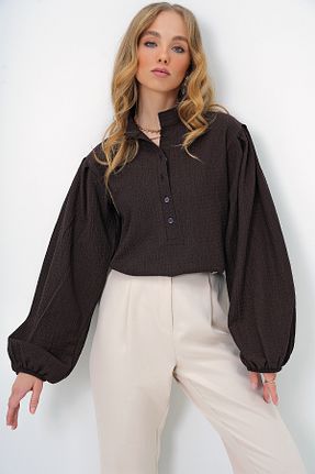 پیراهن قهوه ای زنانه رگولار Trend Alaçatı Stili - کد 891517704
