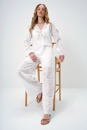 ست بالاتنه و پائین تنه سفید زنانه بافتنی Trend Alaçatı Stili - کد 891517724