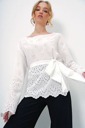 بلوز سفید زنانه رگولار Trend Alaçatı Stili - کد 891517698