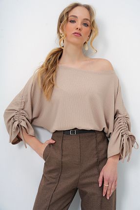 بلوز بژ زنانه ساده Trend Alaçatı Stili - کد 891522608