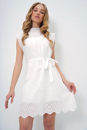 لباس سفید زنانه بافتنی Trend Alaçatı Stili - کد 891517514