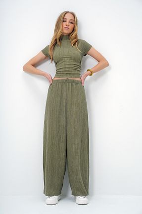 ست بالاتنه و پائین تنه سبز زنانه بافتنی Trend Alaçatı Stili - کد 891517601