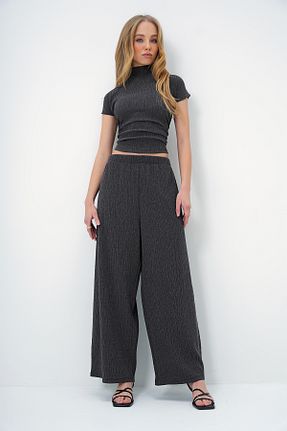 ست بالاتنه و پائین تنه طوسی زنانه بافتنی Trend Alaçatı Stili - کد 891517589