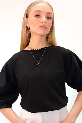 بلوز مشکی زنانه ساده Trend Alaçatı Stili - کد 891517579