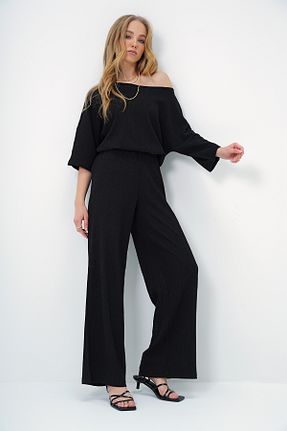 ست بالاتنه و پائین تنه مشکی زنانه بافتنی Trend Alaçatı Stili - کد 891517539