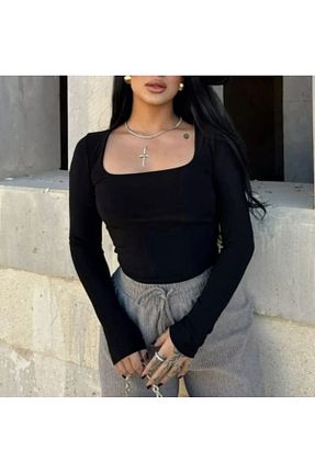 بلوز مشکی زنانه ساده Aychayla - کد 890667564