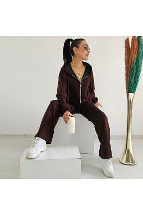 ست گرمکن قهوه ای زنانه پنبه ای 6 butik altı üstü butik - کد 924789564