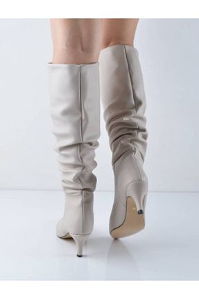 چکمه بژ زنانه چرم مصنوعی Şanslı Ayakkabıcılık - کد 890758239