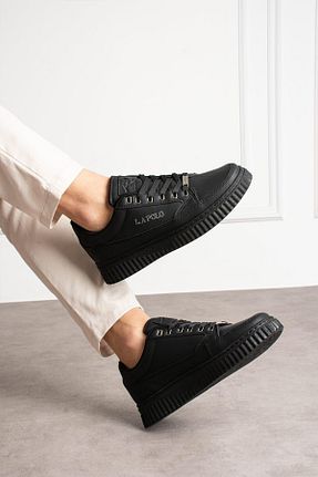 کفش اسنیکر مشکی مردانه بند دار L.A Polo - کد 890757960
