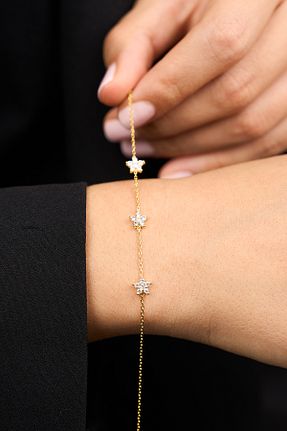 دستبند نقره طلائی زنانه 925 عیار Elika Silver - کد 890766606