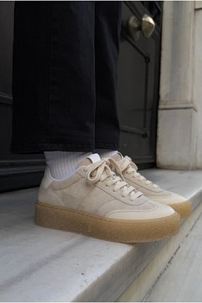 کفش اسنیکر بژ زنانه بند دار Mupa Shoes - کد 890770537