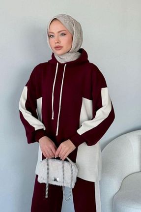 ست بالاتنه و پائین تنه زرشکی زنانه بافتنی Sezi Moda Giyim - کد 891749691