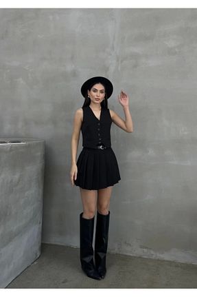 جلیقه مشکی زنانه رگولار Asfa Moda - کد 890801240
