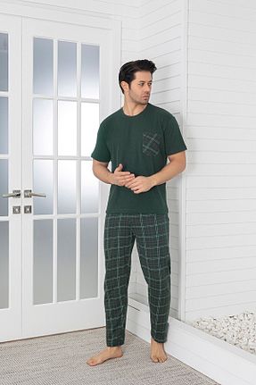 ست لباس راحتی خاکی مردانه پنبه پلی استر Sude HOMEWEAR - کد 890797352
