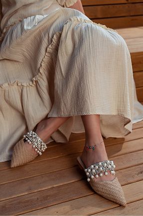دمپائی قهوه ای زنانه حصیر NİŞANTAŞI SHOES - کد 86405639