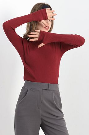 بلوز زرشکی زنانه ساده BİGÜMEX - کد 890847913