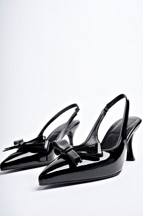 کفش پاشنه بلند کلاسیک مشکی زنانه چرم لاکی CİMİLİ SHOES - کد 890906528