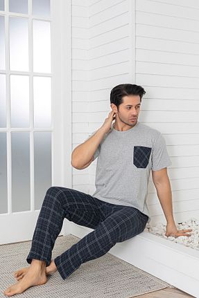 ست لباس راحتی طوسی مردانه پنبه پلی استر Sude HOMEWEAR - کد 890951349