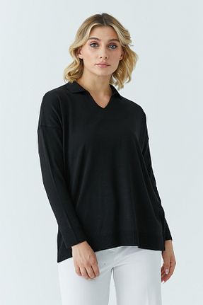 پلیور مشکی زنانه ساده ModaPlaza - کد 890969009