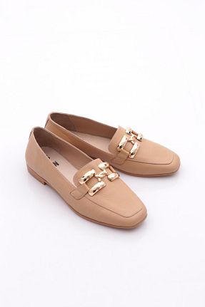 کفش لوفر بژ زنانه چرم لاکی Dgn - کد 890976100