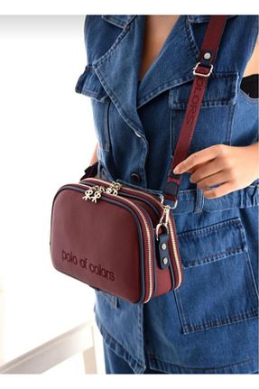کیف دوشی زرشکی زنانه چرم مصنوعی eflanmoda - کد 891037530