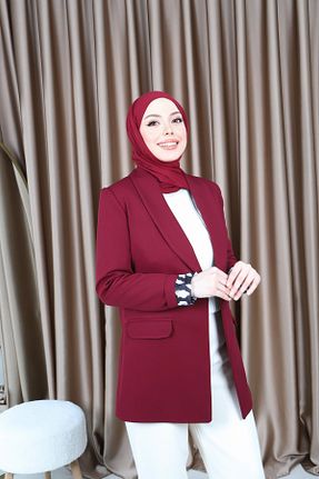 کت بلیزر زرشکی زنانه بافتنی VARELA - کد 892246416