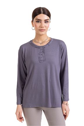 بلوز طوسی زنانه طرح دار Mutlu City - کد 637921514