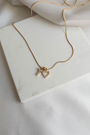 گردنبند استیل ( فولاد ) طلائی زنانه استیل (فولاد) Karflake - کد 792013881