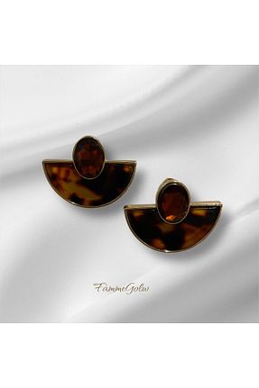 گوشواره استیل (فولاد) قهوه ای زنانه استیل (فولاد) Fammeglow - کد 891108405