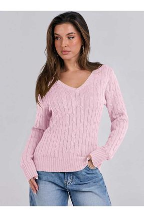 پلیور صورتی زنانه ساده youknitwear you - کد 891111703