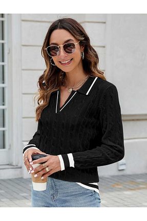 پلیور مشکی زنانه ساده youknitwear you - کد 891118835