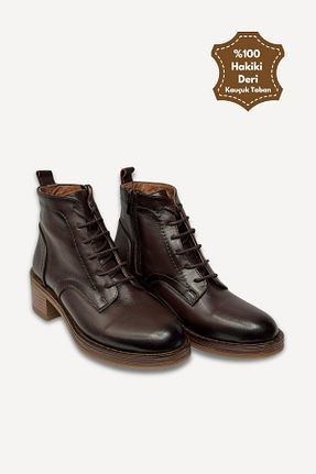 چکمه قهوه ای زنانه چرم خالص casso - کد 892244116