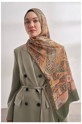 شال خاکی زنانه ابریشم ARMANDA - کد 891133818