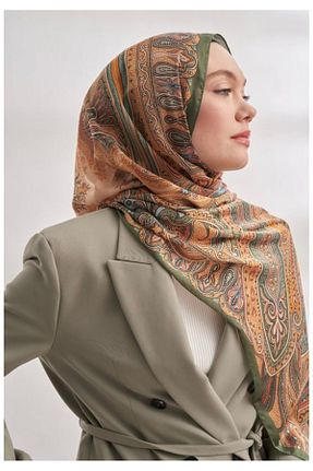 شال خاکی زنانه ابریشم ARMANDA - کد 891133818
