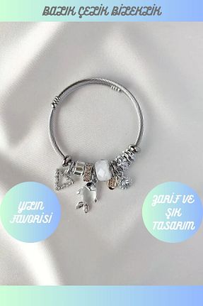 دستبند استیل (فولاد) سفید مردانه استیل (فولاد) Siyah Kadın - کد 286345505