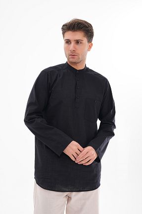 پیراهن مشکی مردانه گشاد BESEDU - کد 891140023