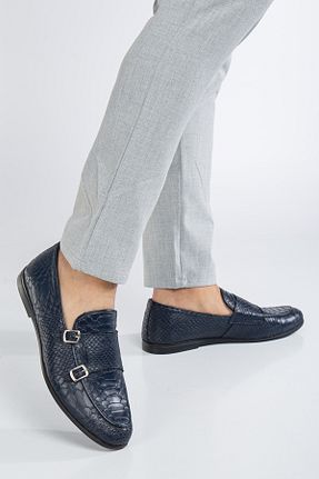 کفش لوفر سرمه ای مردانه چرم خالص Zegeshoes - کد 891146701