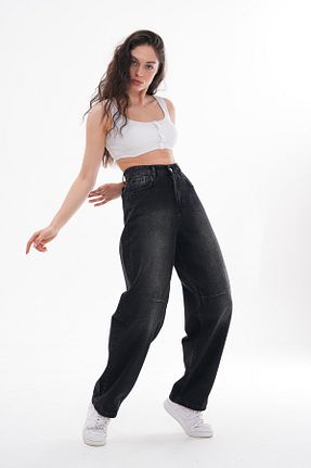 شلوار جین طوسی زنانه پاچه گشاد BİLBEC JEANS - کد 891167482