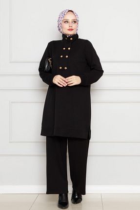 ست بالاتنه و پائین تنه حجاب مشکی زنانه اورسایز Sevitli - کد 898857093